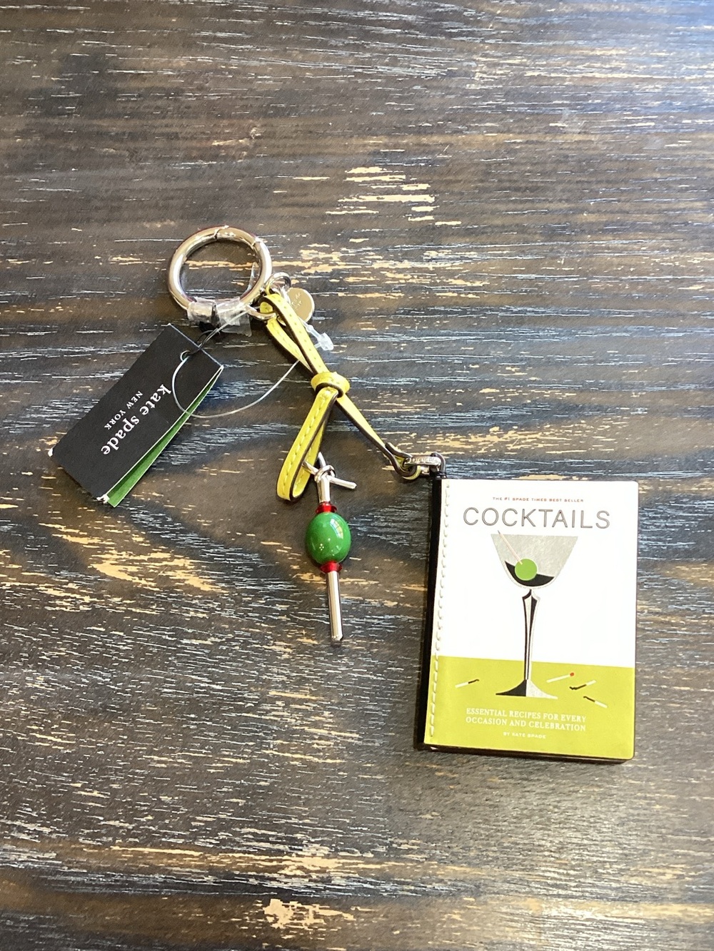 kate spade Charmed Cocktail Book Leather Bag Charm Keychain